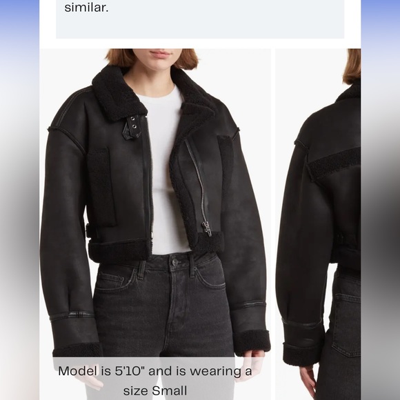 Blank NYC Faux Shearling Bonded Faux Leather Crop Jacket - Picture 3 of 7